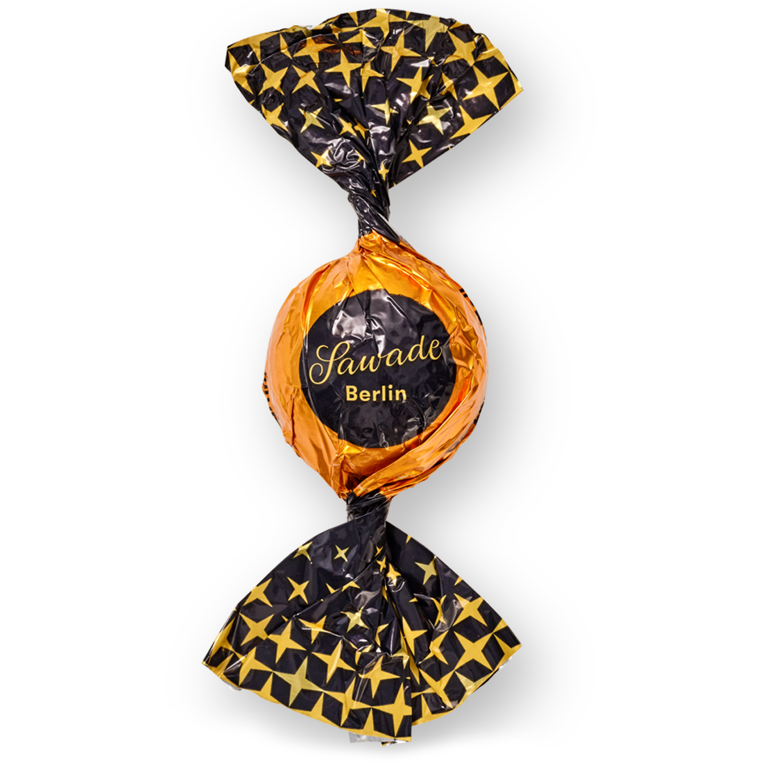 Produktbild: Orange-Karamell Kugel in Zartbitterschokolade geschlossen
