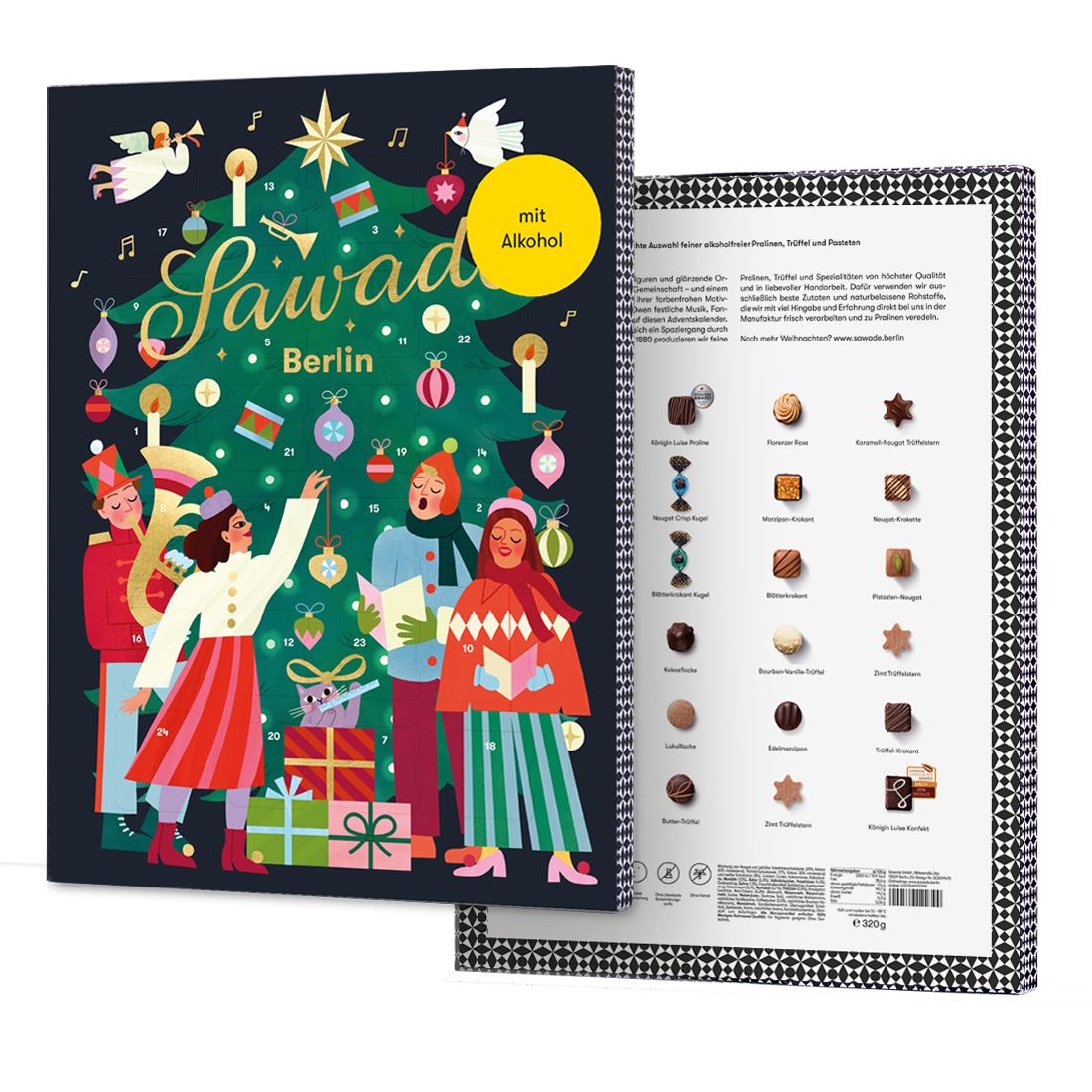 Adventskalender Tannenbaum Ansicht vorne und hinten