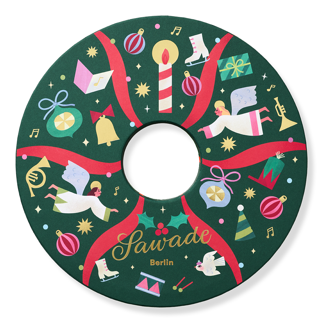 Große Geschenkschachtel »Adventskranz« Pralinenschachtel Adventskranz mit weihnachtlichem Motiv