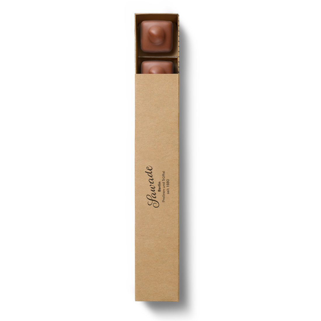Produktbild: Pralinenstange mit Haselnuss-Nougat-Pralinen, Ansicht von oben